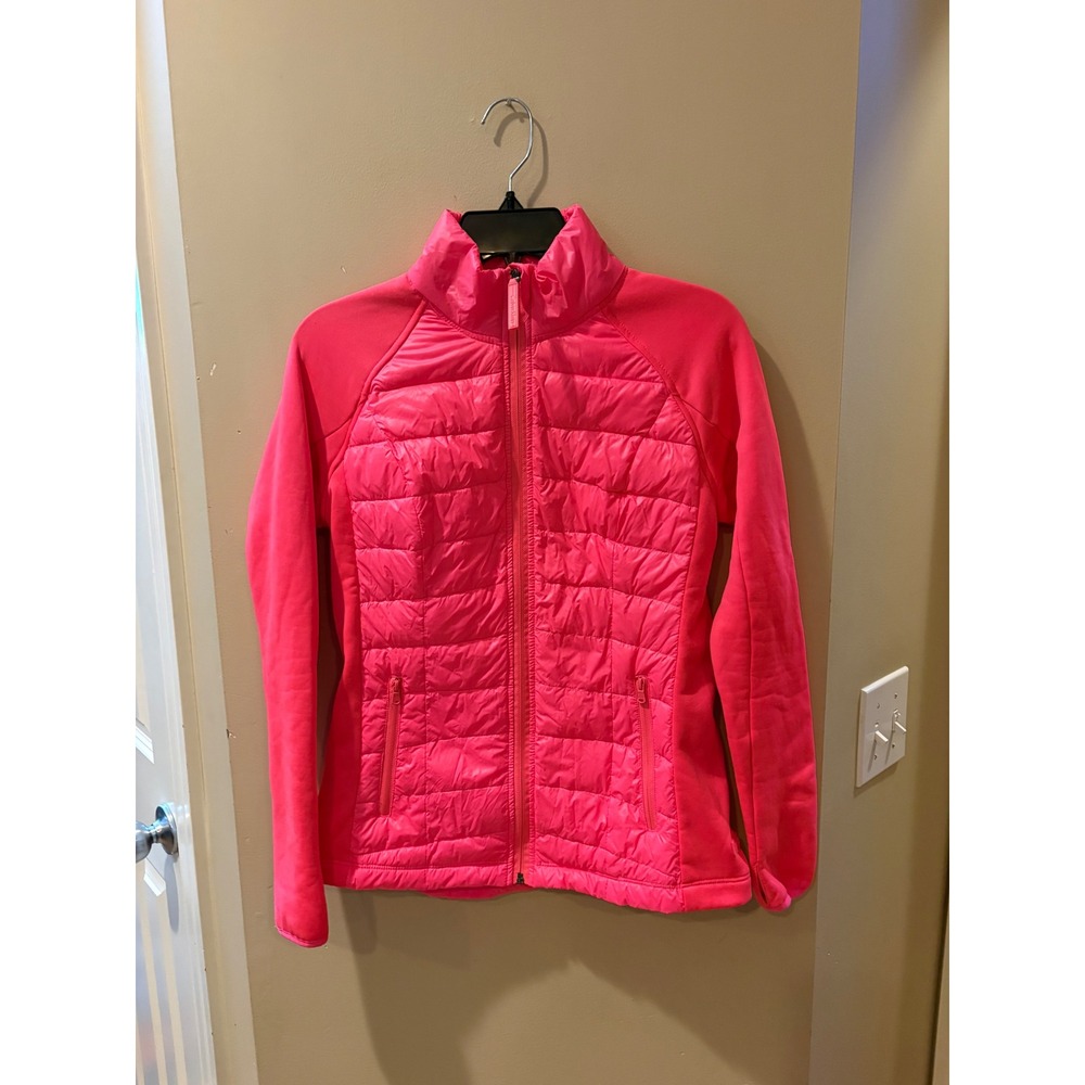 Calvin Klein Performance Womens Hot Pink Down Hybrid Puffer Jacket Small Zip‎ Up